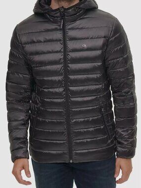 Calvin Klein Men's Packable Hooded Down Puffer Coat Jacket L NWT